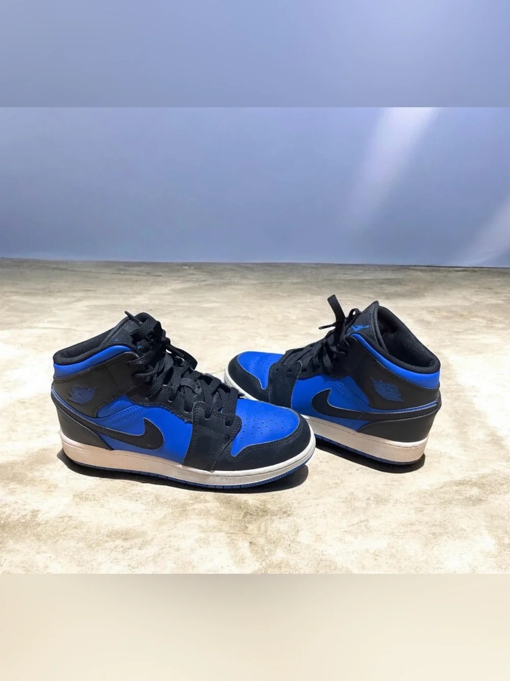 Nike Kids Air Jordan 1 Mid GS Black Royal  Blue 7Y